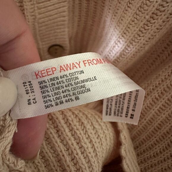 Free People Beach Picnic Sweater Romper Linen Blend Cream Ribbed Oversized XS - Picture 6 of 9